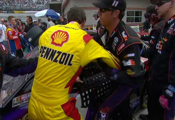 Tempers flare between Joey Logano and Denny Hamlin