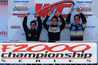 Daniel Erickson (centre) celebrates his first wins in the F2000 Championship Series