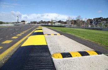 The speed humps, pictured before track action began
