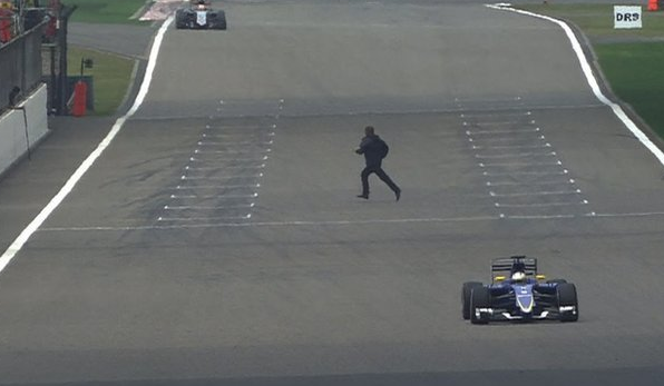 A spectator entered the track during second practice