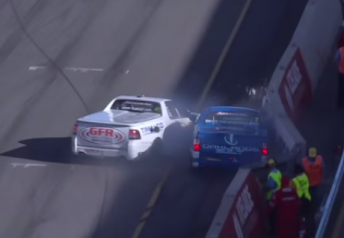 Officials were lucky to escape injury in the accident. pic: V8TV
