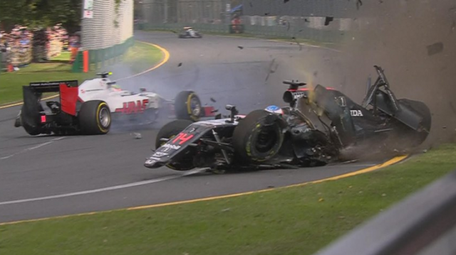 Fernando Alonso heads towards the gravel