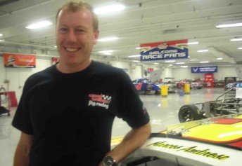 Paul Forgie at the Woods Brothers workshop during his stint with Marcos Ambrose in NASCAR