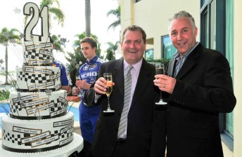 Queensland sports minister Phil Reeves with V8 Supercars chief operating officer Shane Howard