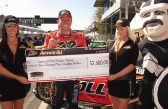 Garth Tander with the Armor All Pole Award