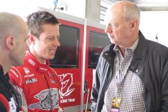 Toll Holden Racing Team driver James Courtney speaks with his new boss Steve Hallam