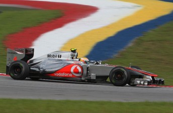 Lewis Hamilton attacking the Sepang circuit