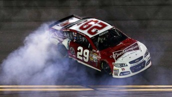 Kevin Harvick celebrates in the Chevy SS