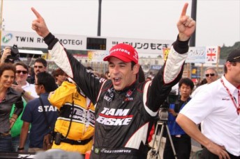 Happy Helio Castroneves at Twin-Rong Motegi