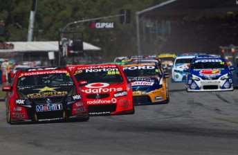 Garth Tander and Craig Lowndes lead the pack in Adelaide