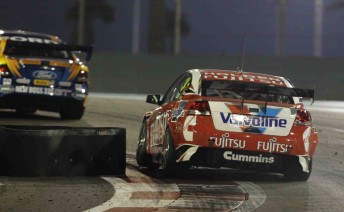 thumb Lee Holdsworth negotiates a tyre bundle at the Yas Marina Circuit