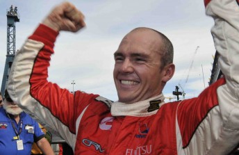 Lee Holdsworth after winning Race 26 at the Sydney Telstra 500