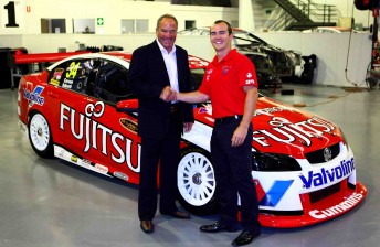 Garry Rogers with Lee Holdsworth and the new-for-2010 Fujitsu Commodore VE
