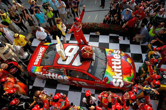 Kyle Busch celebrates at Indy