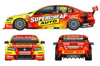 The special-look Ingall/Perkins Supercheap Auto Commodore for the Supercheap Auto Bathurst 1000