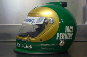Jack Perkins is paying tribute to his great dad Larry with this recreation of his helmet design