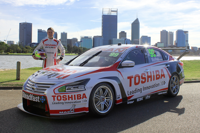 James Moffat posing with the Toshiba Nissan in Perth