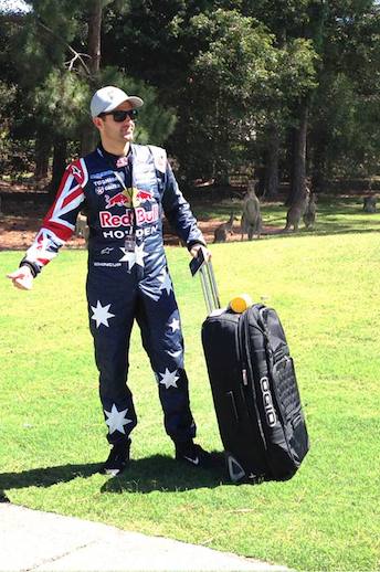 Jamie Whincup, posing in his ROC race suit before the cancelled 2013 event