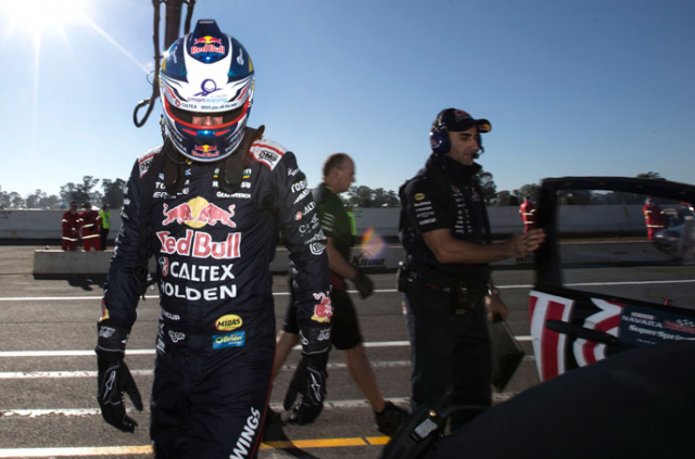 Jamie Whincup and engineer David Cauchi at Winton