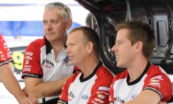DJR team manager Adrian Burgess (far left) with Courtney (right)