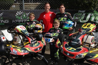 Courtney with his JC Kart drivers Jai Brown, Liam McLellan and Oscar Targett 