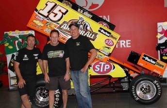 Paul Morris with the J&J chassis of Donny Schatz