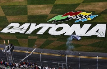 Johnson celebrates on the infield