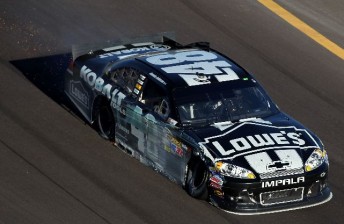 Jimmie Johnson crashed after a brake-heat induced tyre failure
