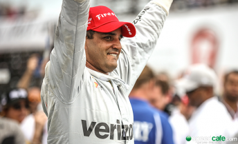 Juan Pablo Montoya celebrates victory