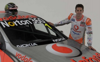 Jamie Whincup with his #1 TeamVodafone Holden Commodore VE