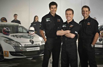 Rick Kelly, Grant Denyer and Todd Kelly with the contestants for their V8 reality TV show