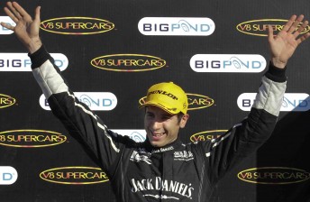 Rick Kelly on the podium after winning today