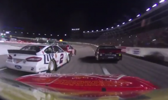 Keselowski tried to split a gap between Jimmie Johnson and Jeff Gordon on a restart, resulting in contact