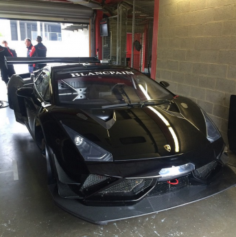 The new Lamborghini prior to the practice. pic: Craig Lowndes via twitter