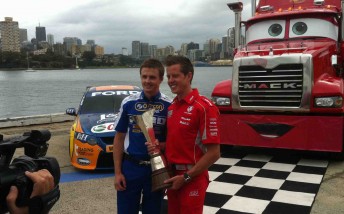 Mark Winterbottom and reigning V8 Supercars Champion James Courtney at today