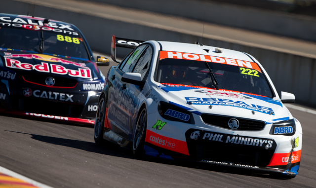 Nick Percat leading Craig Lowndes at Hidden Valley