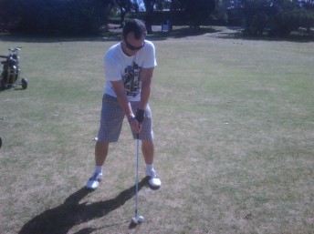Lee Holdsworth, relaxing on the golf course during the week before focusing on this weekend