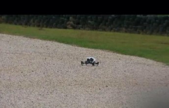 The drone in the gravel trap during the Carrera Cup. pic: Shannons Nationals TV