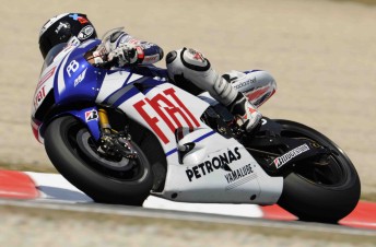 Spaniard Jorge Lorenzo on his way to victory at his home track