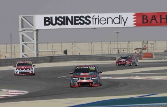 Craig Lowndes leads Lee Holdsworth and Fabian Coulthard at the Bahrain International Circuit