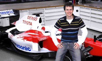 2002 Australian Formula 3 champ James Manderson with his former employer's car Toyota F1