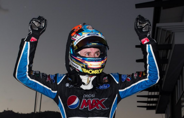 Mark Winterbottom celebrates victory in Townsville