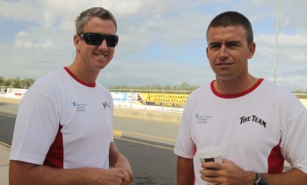 Steve Johnson and Marcus Marshall at the pre-season V8 Supercars test at Queensland Raceway