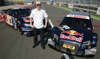 Mattias Ekstrom with his DTM Audi and the #83 Sprint Cup Toyota he will drive at Sonoma