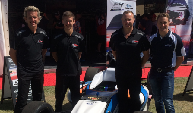 From left: McElrea drivers Warren Luff and Matt Campbell with Andy McElrea and Cameron McConville