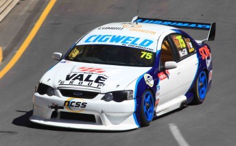 Aaron McGill in his Falcon BA at the Clipsal 500 earlier this year