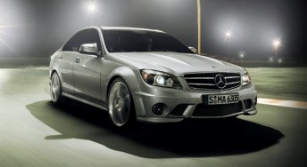 The Mercedes Benz AMG C63 road car that is being transformed into a 