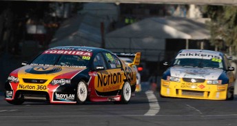 James Moffat leads Nick Percat at the Clipsal 500