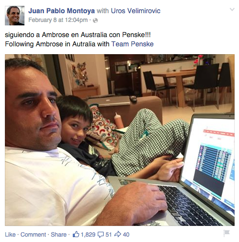Montoya following the Sydney SuperTest via live timing