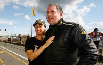 Paul Morris with his wife at Queensland Raceway